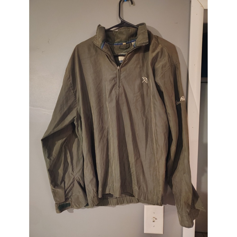 Arnold Palmer Mens Olive Green Quarter Zip Windbreaker Golf Jacket Small